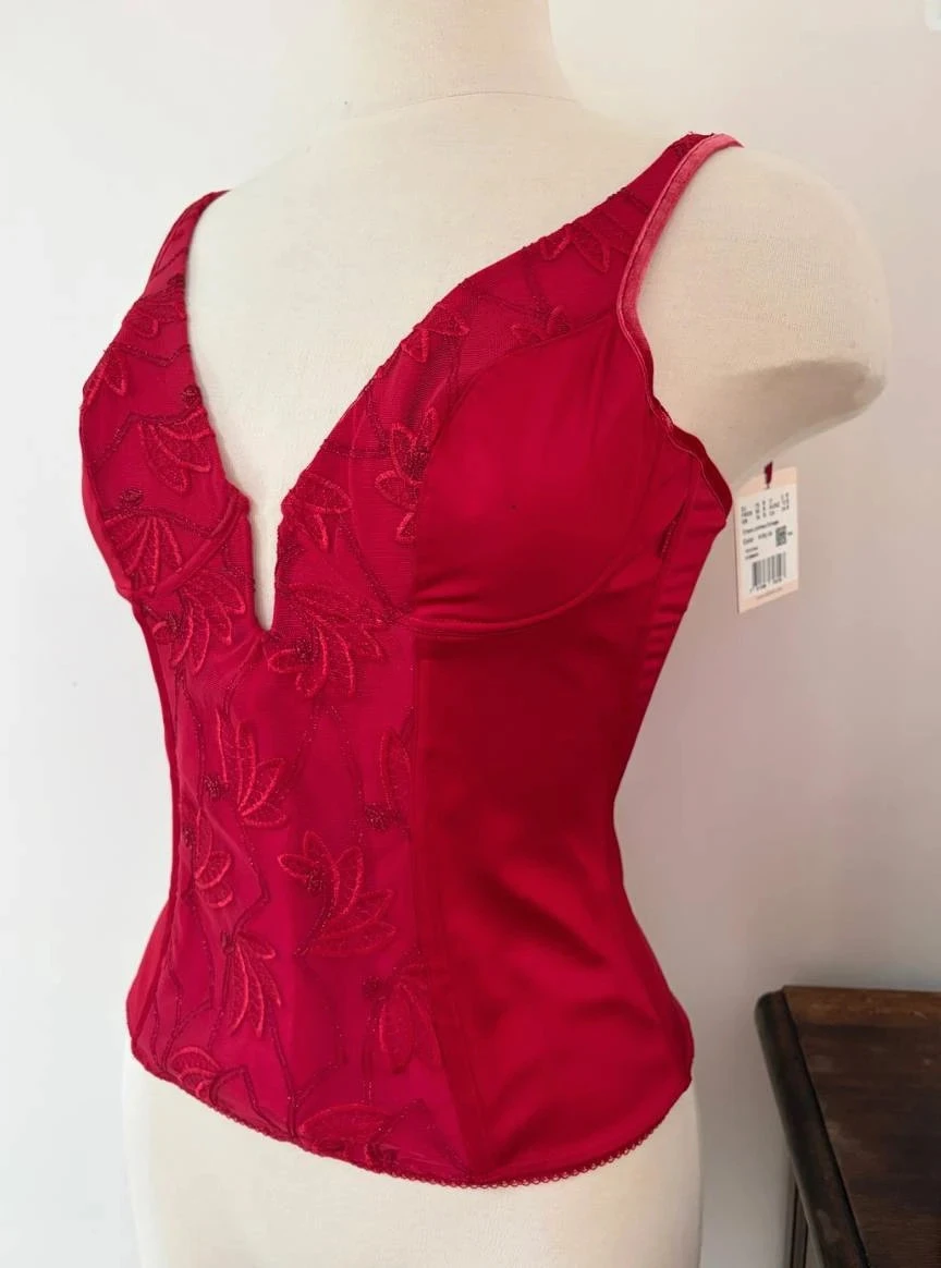 Soutien-gorge bustier Valisère rouge brodé neuf avec étiquette taille M lingerie élégante